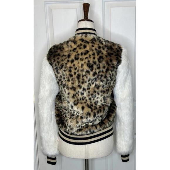 Mother The Baseball Faux Fur Spot Me Jacket Womens XS Cheetah Snap Buttons Lined - Picture 4 of 9